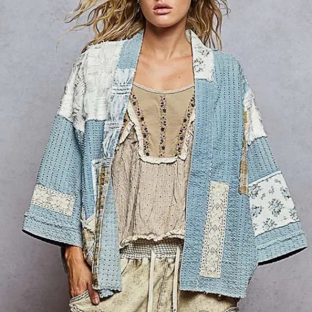 100% Cotton Patchwork Cardigan Kimono